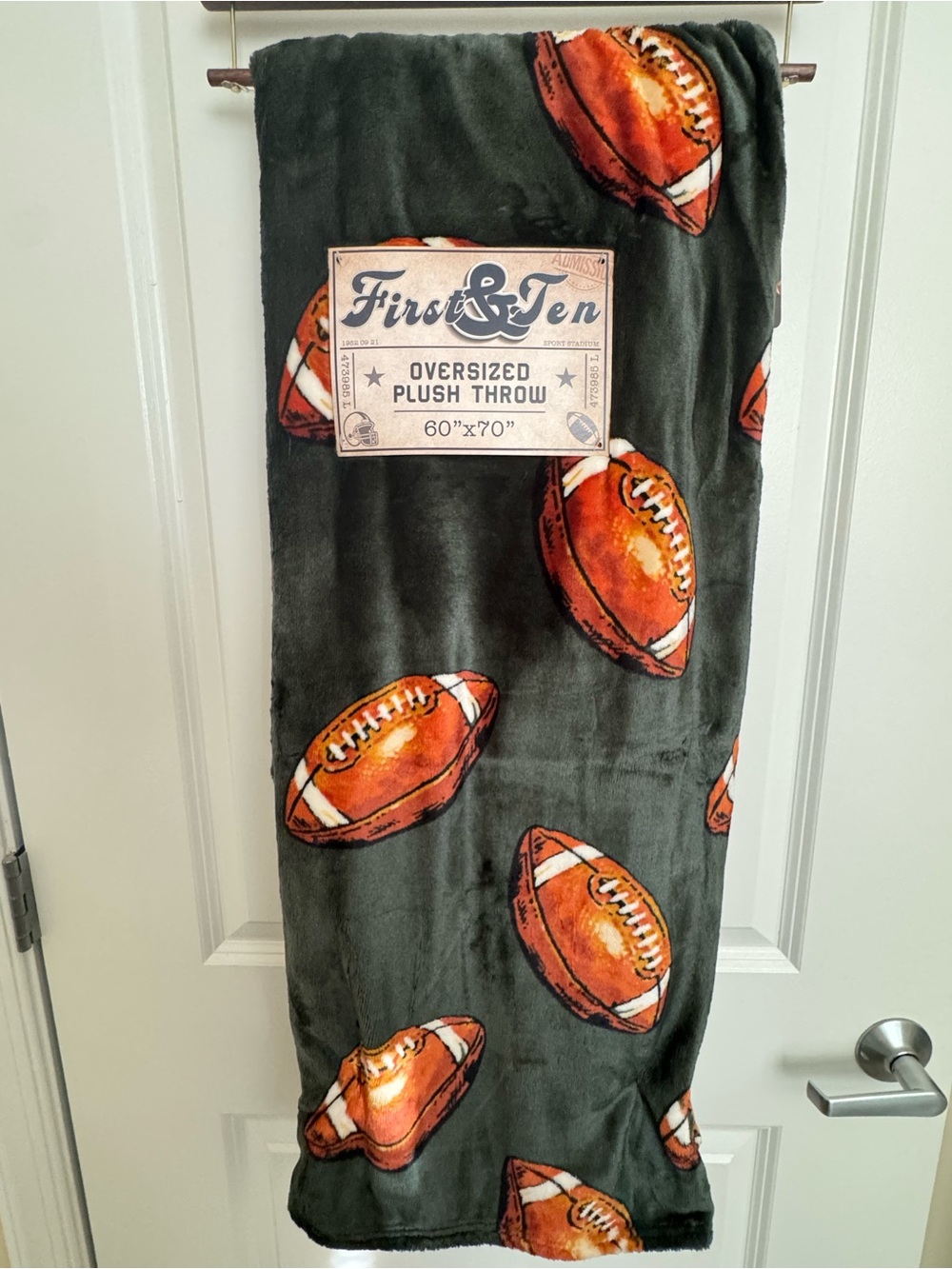 NEW Green football oversized plush throw blanket